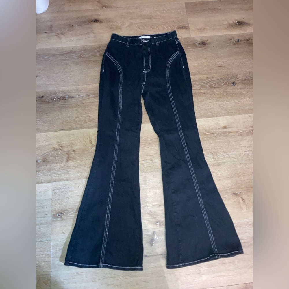 Y2K PacSun Women’s Black High Rise Flare Jeans Size 26 boho,Grunge,Whimsygoth, - Picture 4 of 15